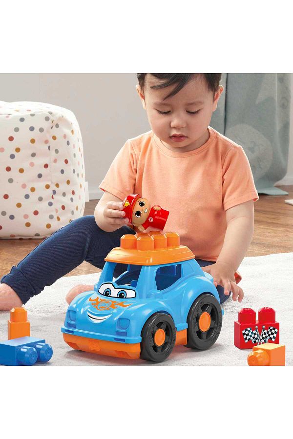 Mega Bloks Fisher Price Toddler Building Blocks Toy Car Ricky Race Car with 6 Pieces and Storage 1 Figure Trendyol