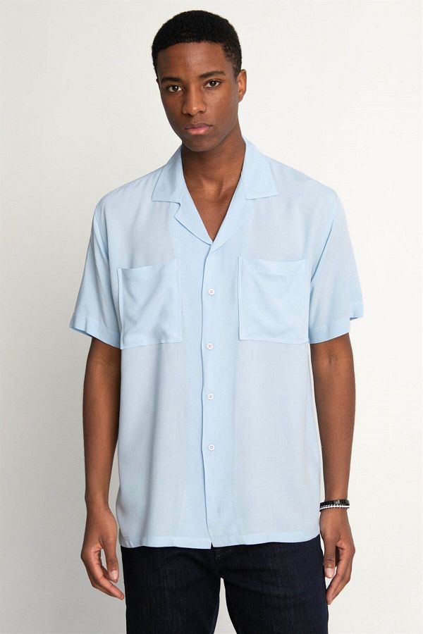 Tudors-Relax Fit Short Sleeve Viscose Comfortable Fabric Open Collar Sports Shirt 1