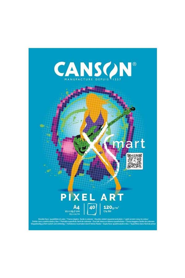 Canson-Xsmart Pixel Art Pad Notebook 120g 40 Sheets A4 Pixel Graphic Checked Drawing Block 1