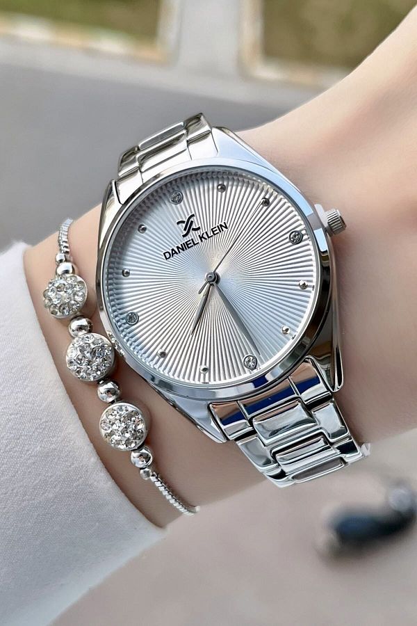 Daniel Klein Silver Color Wrist Watch and Bracelet Gift Set with Adjustable Cord Trendyol