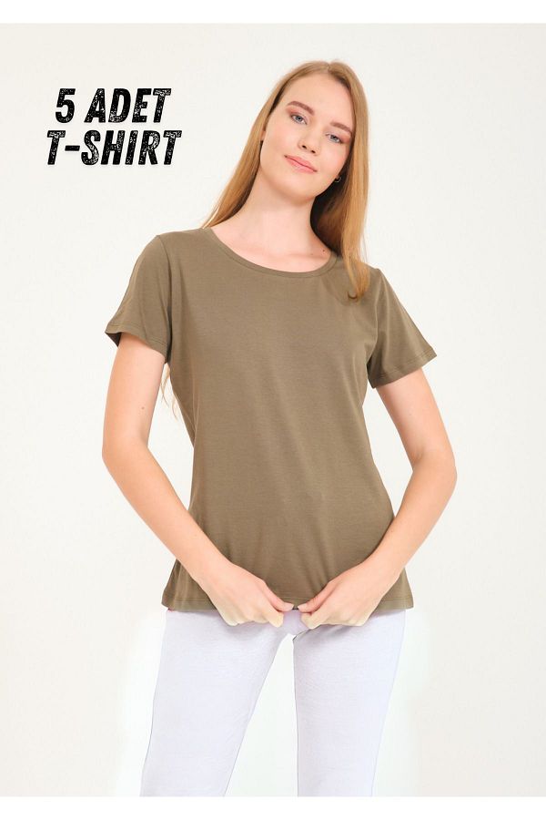 Dennis Denise-Extra Soft Textured 5-Piece Cotton Women's T-Shirt Pack 1