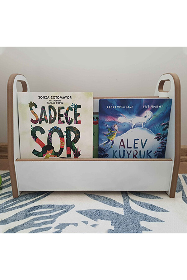 Emdief Home Melis 2 Raflı Kitaplık - Montessori Kitaplık, İki Taraflı Sandık Kitaplık, Çocuklar İçin Kitaplık