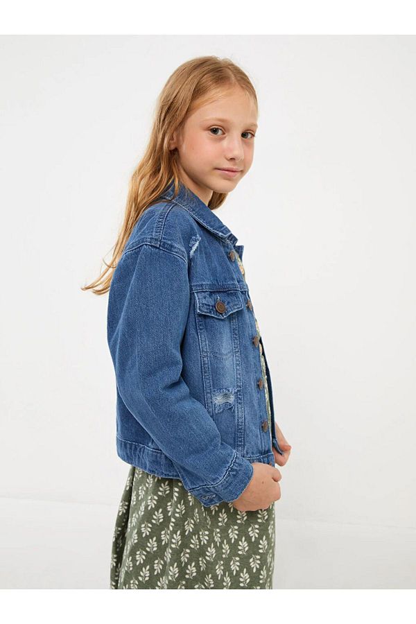 Ripped jean jacket kids on sale