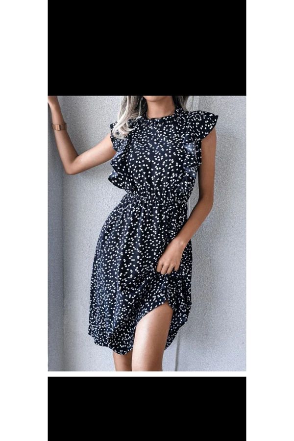 GENÇ MODA-heart pattern summer midi length viscose dress 1