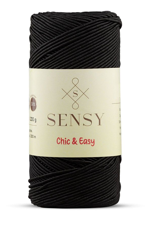 SENSY-Premium Chic&Easy 200 gr Slim Supra String Κερωμένο σχοινί Macrame String Bag String Macrame String Μαύρο 1
