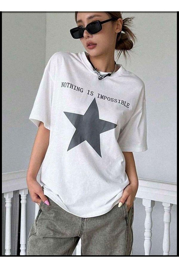 Gofeel Unisex Oversize T shirt Nothing Is Impossible Detail Trendyol