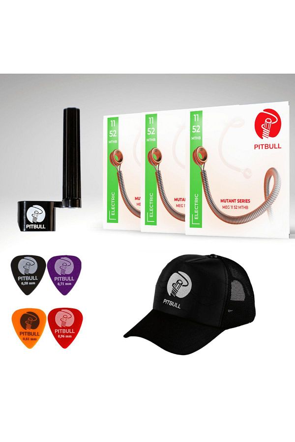 Pitbull Strings-Mutant Series Electric Guitar String Set of 3 (String Winder 4 Pena Hat) Meg 11-52 Mthb 3P Ssc 1
