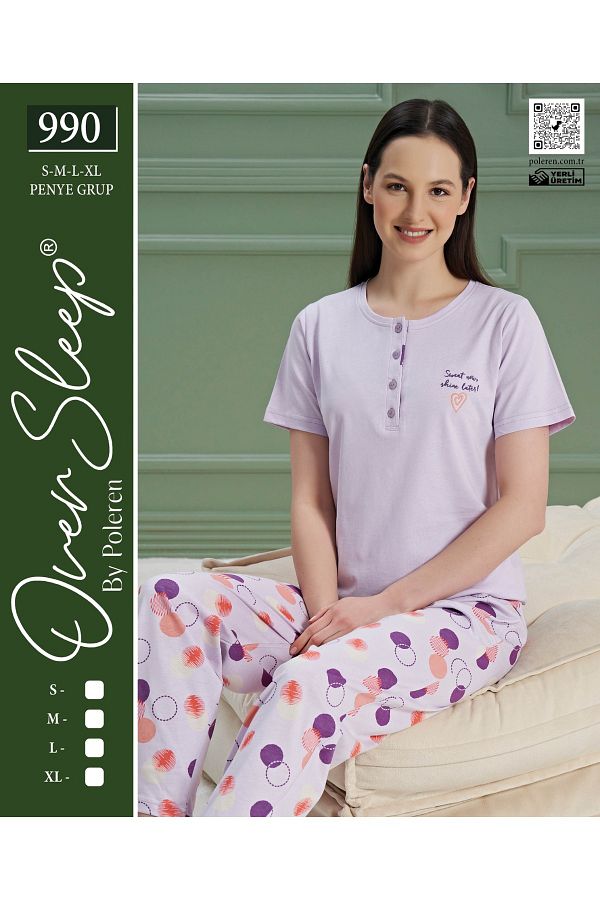 Over Sleep by Poleren-طقم بيجامة OVER SLEEP Lilac K. Sleeve - 990 1