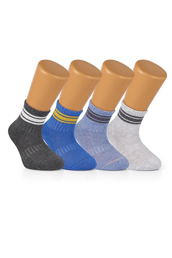 Ozzy Socks 4 Çift Pamuklu Erkek Bebek Çocuk Çizgili Soket Çorap