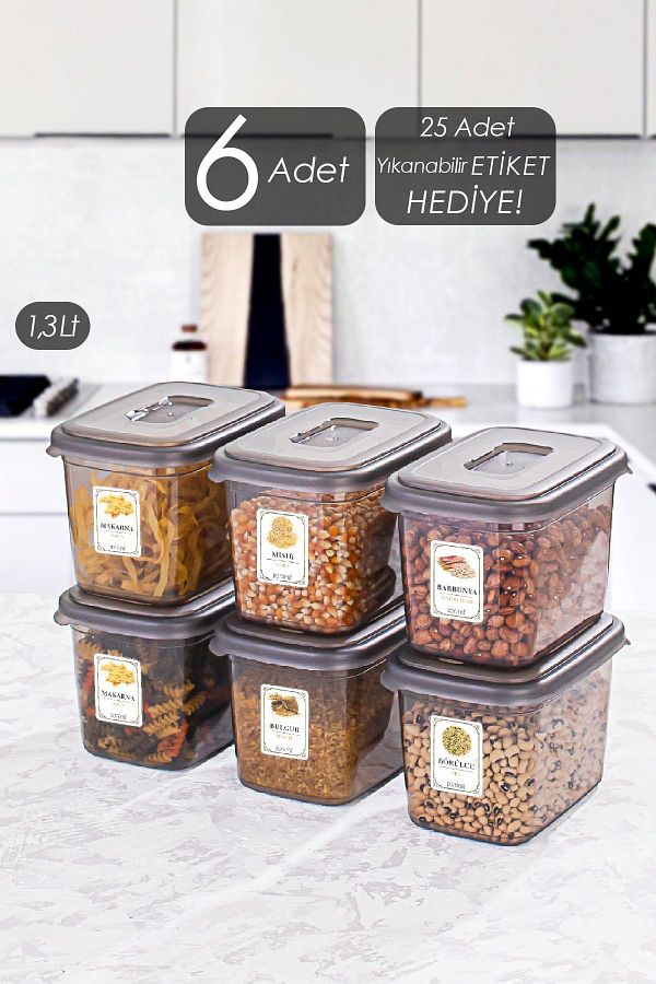 Porsima-1.3 Liter 6-Piece Storage Container with Diamond Label - Package Storage Container - Food Storage Container Set 1