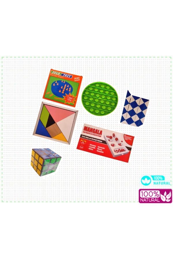 OMZ Evde Hafta Sonu Eğlence Paketi Solotest Popit Yılan Zeka Mangala Kübix Zeka Tangram Kutu Oyunlari