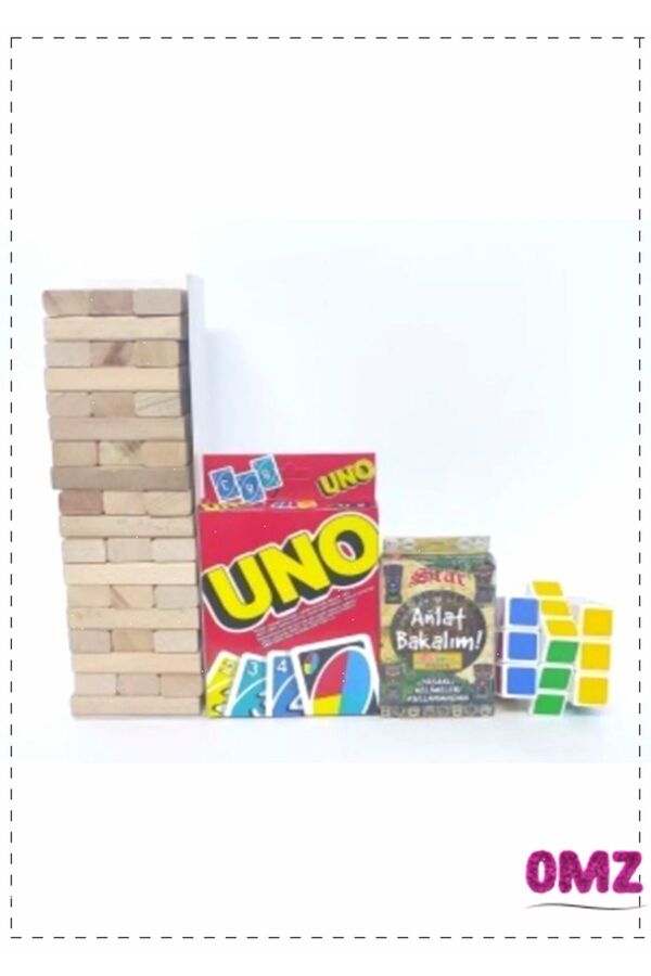 OMZ 54 Parça Denge Oyunu 108 Kartlı 55 Kartlı Anlat Bakalım Kartları zeka Küpü 4lü Set Erkek Cocuk Oyun