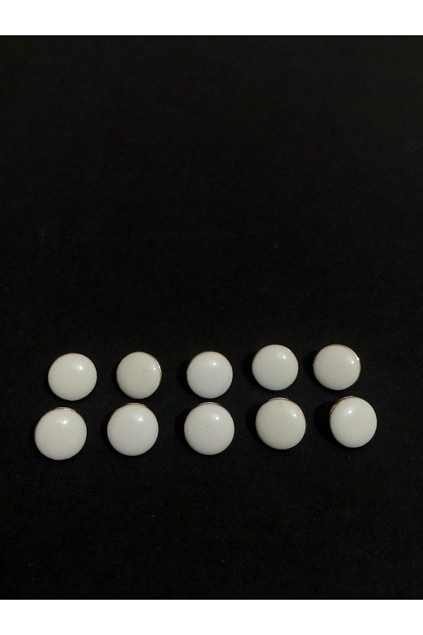 aensia-White Italian Enamel Button on Gold Gold Small Size Metal Button 18 Size Buttons - Pack of 10 1