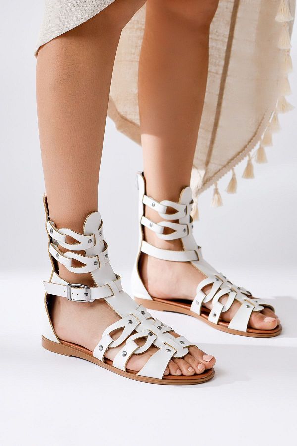 White studded gladiator sandals on sale