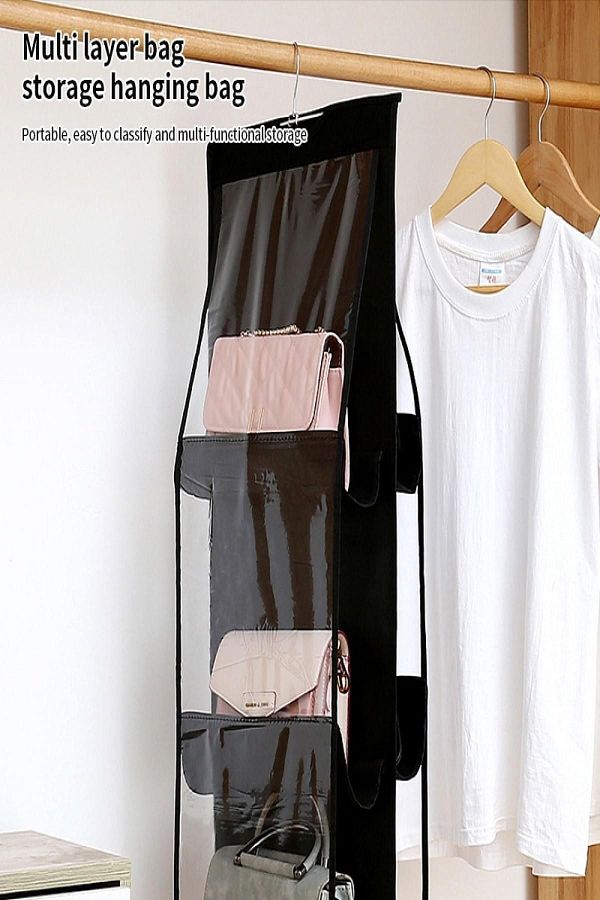 MasterCar 6 Pockets Black Closet Bag and Shoe Organizer Hanger Closet Organizer Bag Hanger Organize Trendyol
