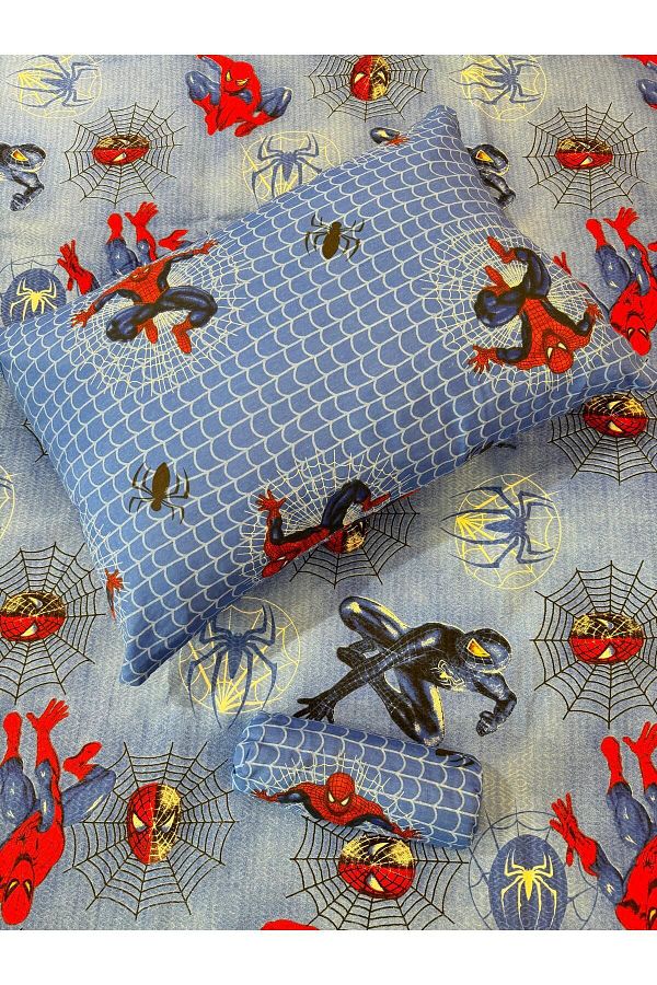 ŞENER HOME-Spiderman Patterned - Elastic Single Pique Set 1