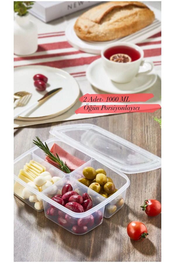 Bayev-Large 4 Compartment 1000ml Storage Kuti for Picniki for Food and Breakfast 1