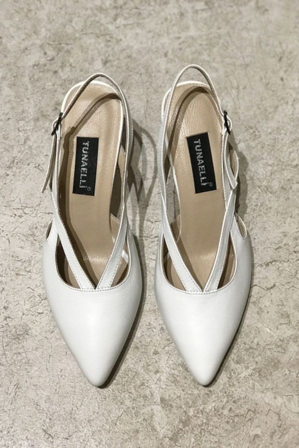 TUNAELL White Genuine Leather Women s Heeled Shoes Size 34 35 41 42