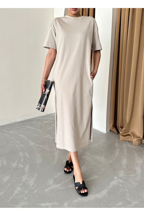 T shirt dress with side pockets sales