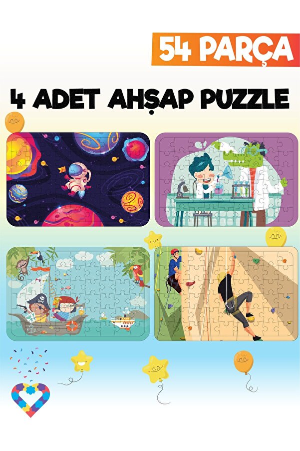 esatoys 54 Parçalı Montessori Ahşap Puzzle – 6 Yaş Üzeri Eğitici Oyuncak