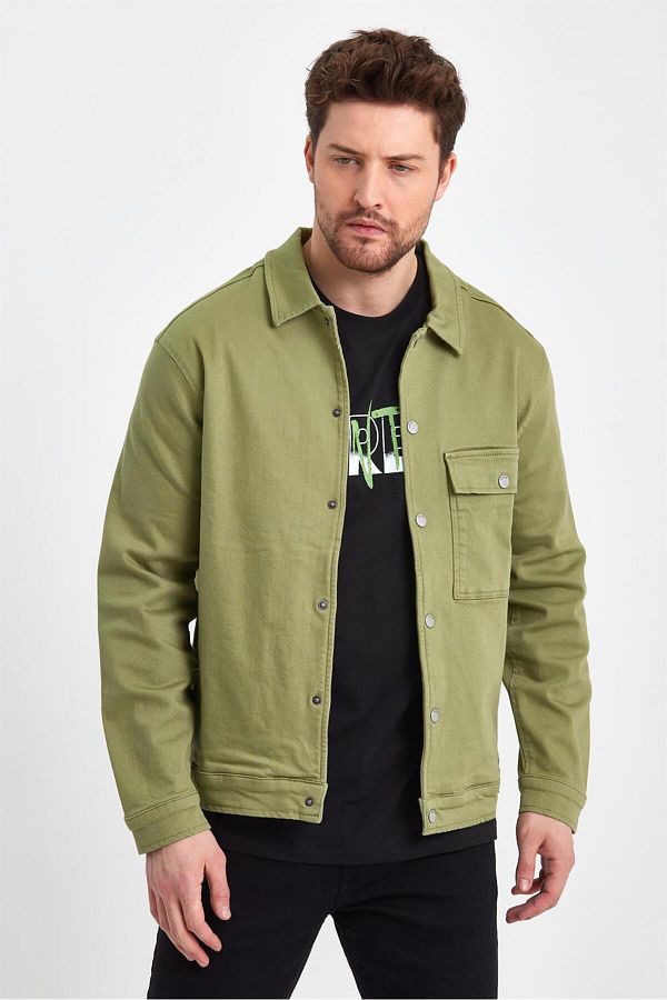 VENA Men s Kevin Khaki Regular Fit Colored Jean Jacket Trendyol