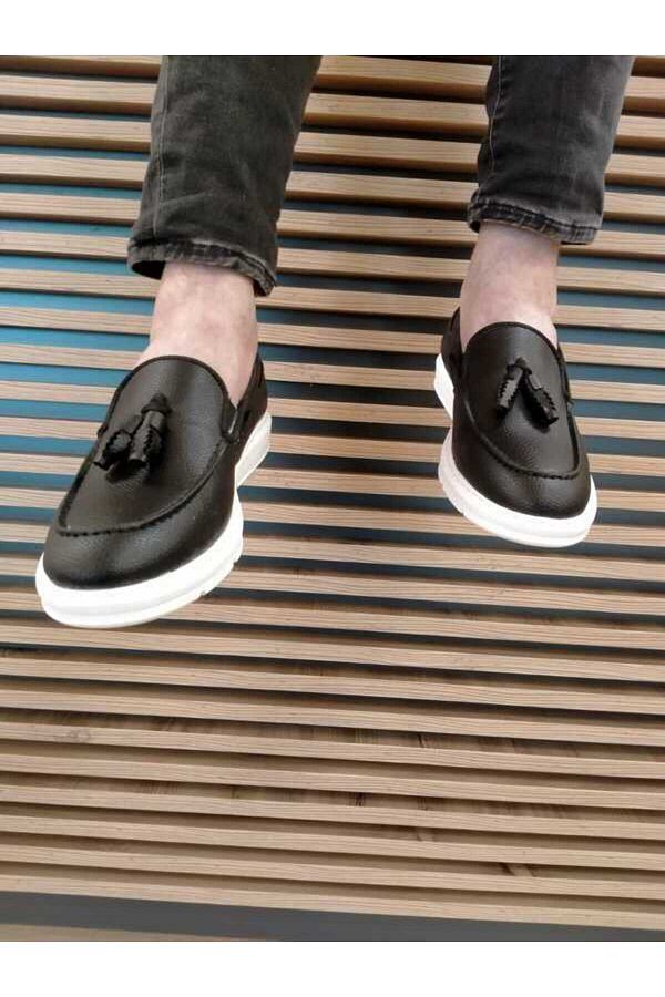 GNR SHOES High Sole Black White Men s Corcik Laceless Casual Shoes Trendyol