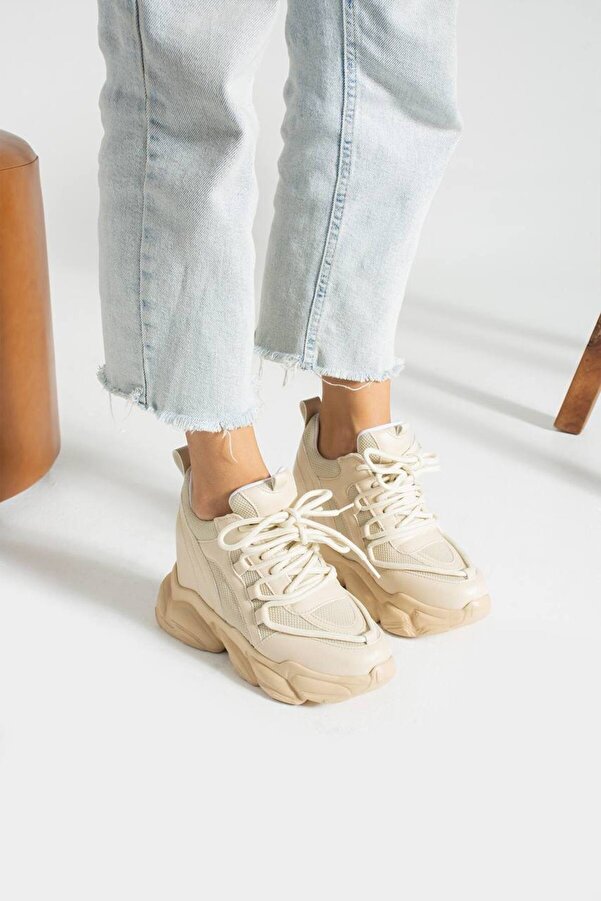 Elvis Beige Women's Sneakers Wedge Heel- Trendyol