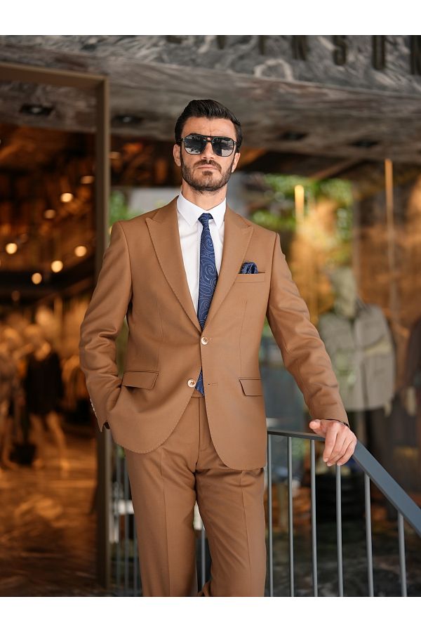 Camel suit jacket top