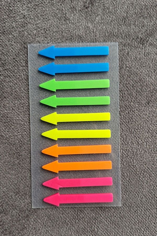 Mona Craftist-200 Sheets Highlighter Neon Color Arrow Post-It Adhesive Note Paper Index Sticker Index 1