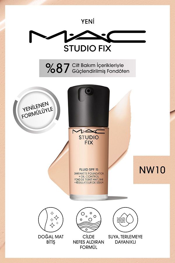 M.A.C-Studio Fix Fluid SPF 15 Matte Foundation - Renewed Formula, 30 ML, NW10 1