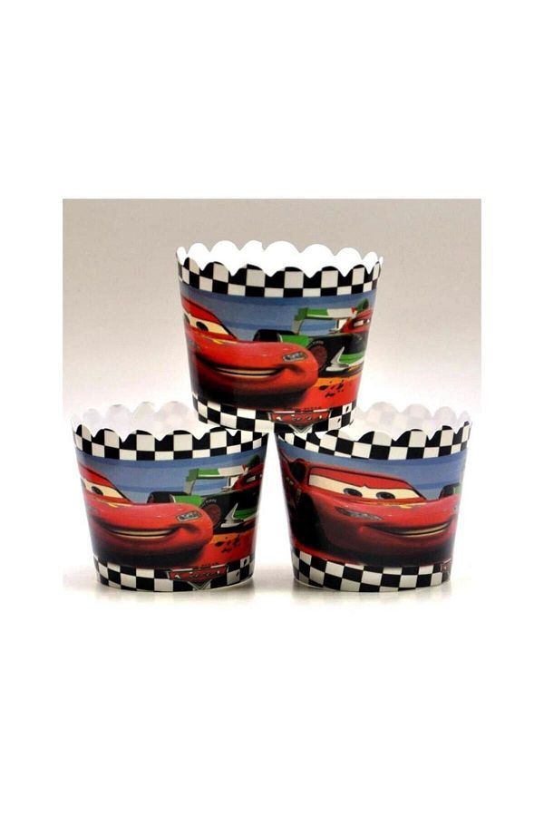 AKTEZ-EL-Muffin Cupcake Cake Mold Capsule Cars, Cars, Lightning Mcqueen Themed 25 Pieces 1