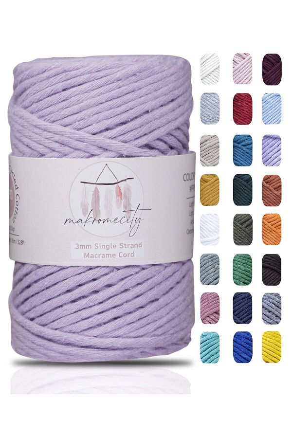 Makromecity-Scalloped Macrame Thread 3mm Scalloped Cotton Macrame Thread Macrame Thread Lilac 1