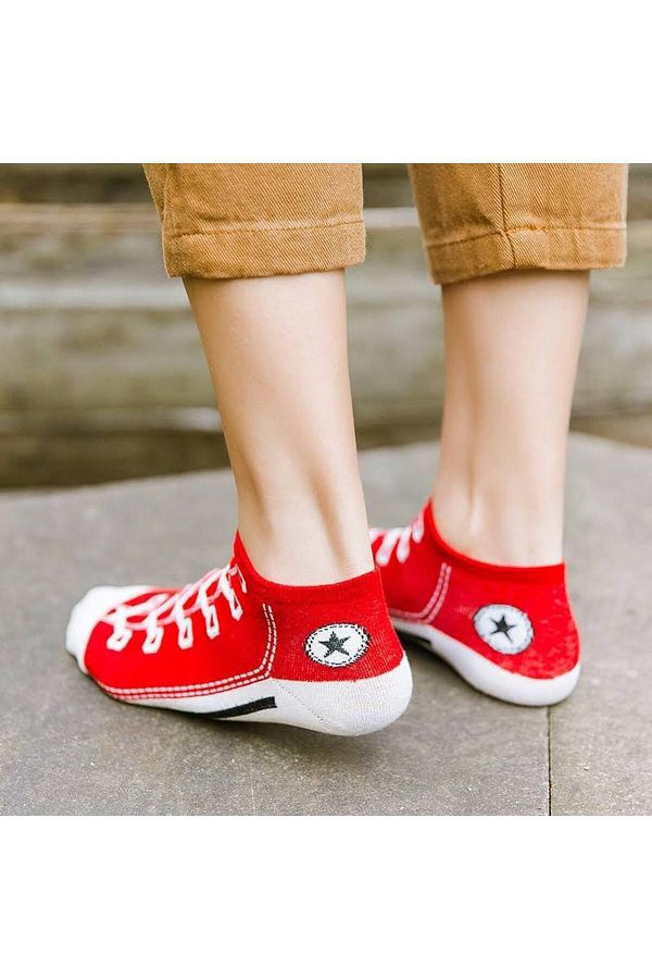 Aze 5 Piece Washable converse patterned colorful short socks Trendyol