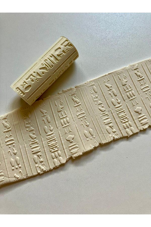 Volala-Egyptian Hieroglyphs -2 Polymer Clay Texture Rolling Pin / Ceramic Mud Patterned Roll 1