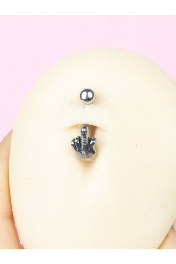Middle finger belly button ring deals