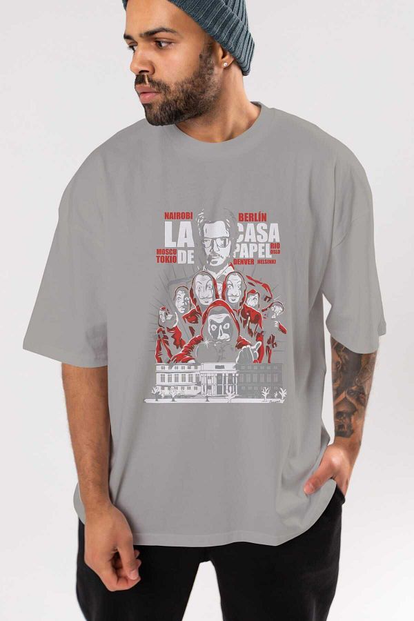 Ankhises La Casa De Papel 2 Gray Oversize Cotton T shirt Crew Neck Men Women Trendyol