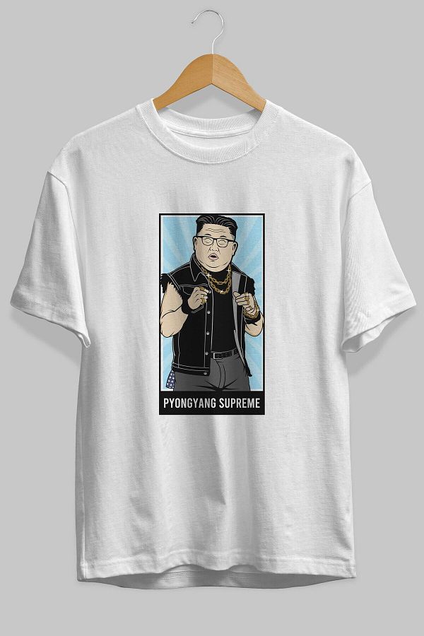 Ankhises Kim Jong Un Supreme White Oversize T shirt Unisex Men s Women s Crew Neck Trendyol