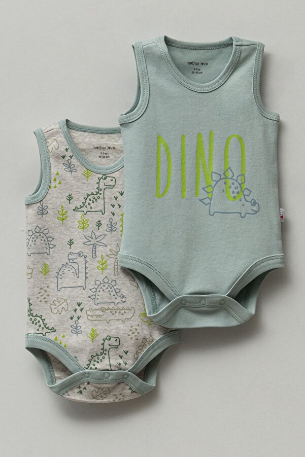 Mother Love Desenli Ve Düz Organik 2'li Kolsuz Body