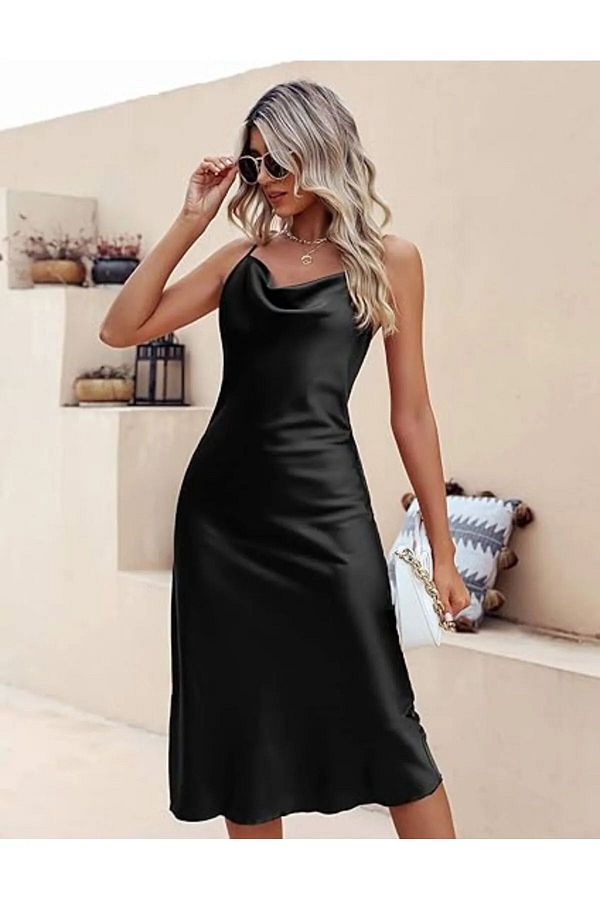 CLASSY.MODA SATIN DEGAJE NECK NIGHTWEAR NIGHTWEAR GAPURED SATIN NIGHTWEAR Trendyol