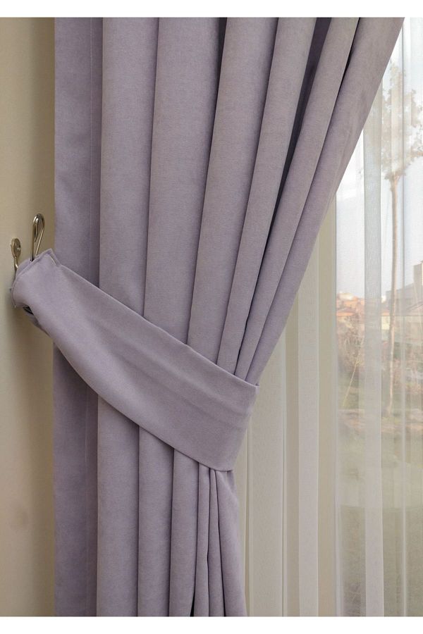 Evdepo Home-Lilac Solid Color Pleated Soft Background Curtain, 1/2,5 Regular (MEDIUM) Pleat, Single Wing 1