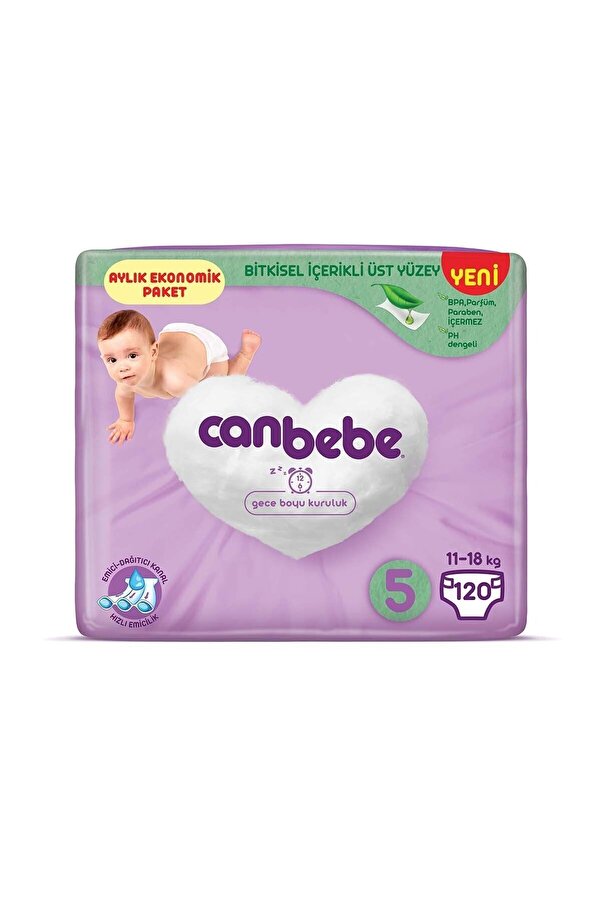 Canbebe Bebek Bezi Fırsat Paketi 5 Beden Junior (11-18KG)40 Lı X 3 Adet