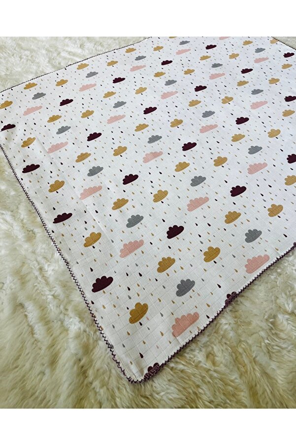 anne dokunuşu gibi KUZUM BEBE Mor Yağmur Damlası Desenli Müslin Kız Erkek Bebek Kundak Battaniye