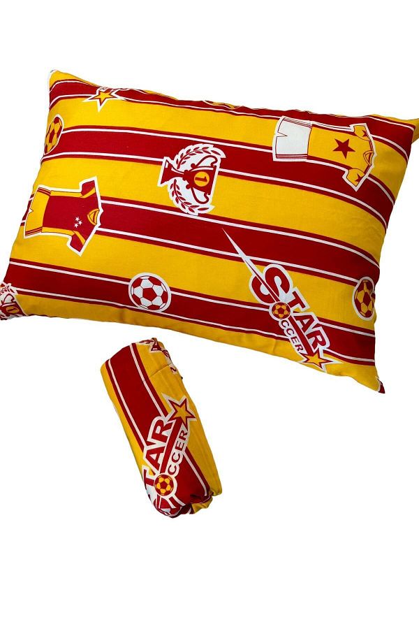ŞENER HOME-Yellow-Red Fan Patterned Children's Sheet Pillowcase - Elastic, Single, 100x200 Cm 1