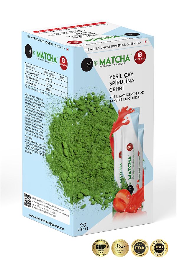 Bilge İlaç Matcha Premium Japanese-Premium Japanese Strawberry Flavored Detox Spade Tea - 1 Box 1