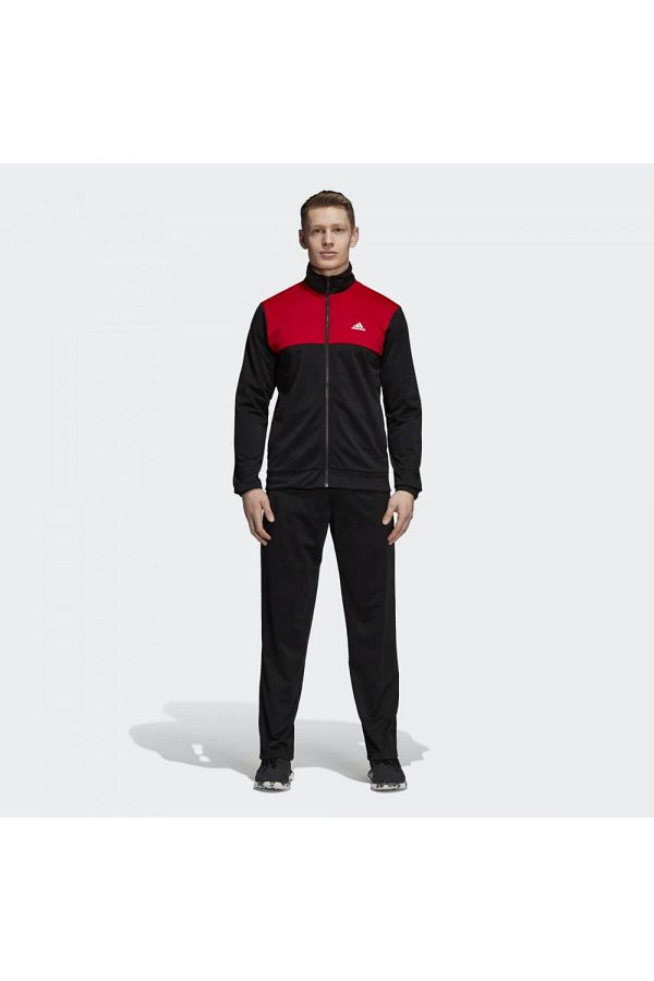adidas-Cy2308 Back2basic Ts Tracksuit Set Black Red 1