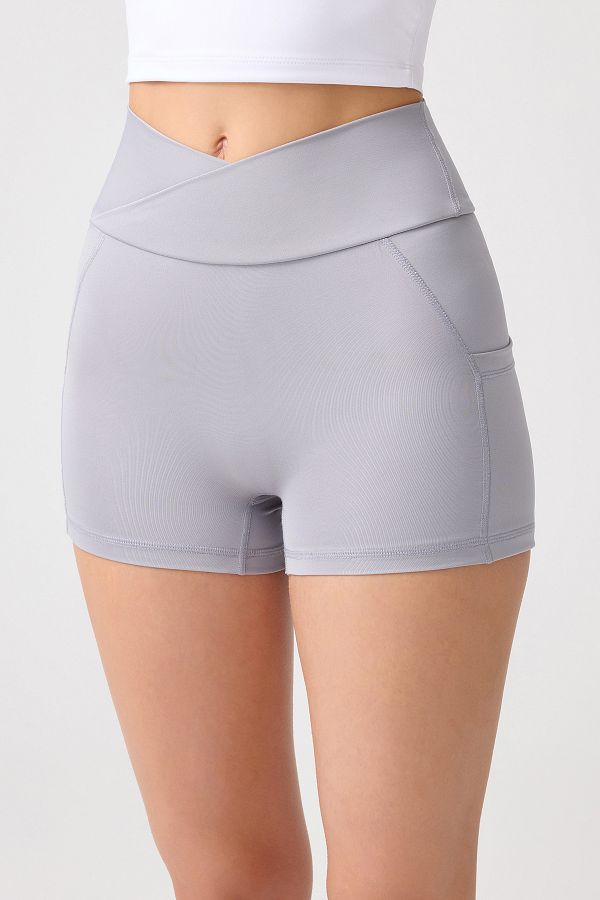 LOS OJOS Biker Gray Shorts Short Sports Leggings Envelope Style Trendyol