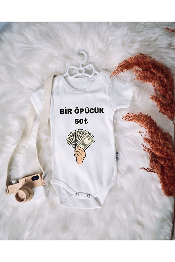 SPARKLY BABY ORGANİK %100 PAMUKLU ÖPÜCÜK 50 TL BASKILI Bebek Body Çıtçıtlı Badi