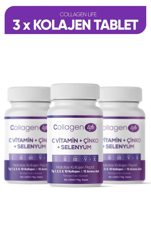 COLLAGEN LIFE-5 Type Collagen Type 1 Type 2 Type 3 Type 5 Type 10 (Selenium, Vitamin C and Zinc) 3 Pieces 1