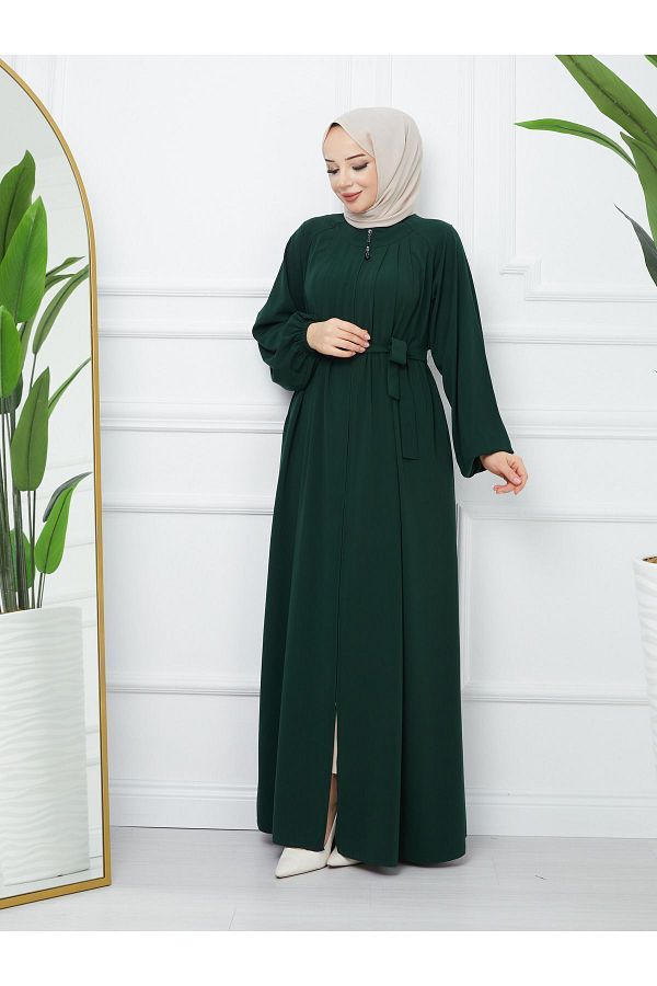 MODA ESRE FASHION Hijab Clothing Medina Silk Robe Pleated Islamic Loose Cut Ferace Wear Exit Cap Trendyol