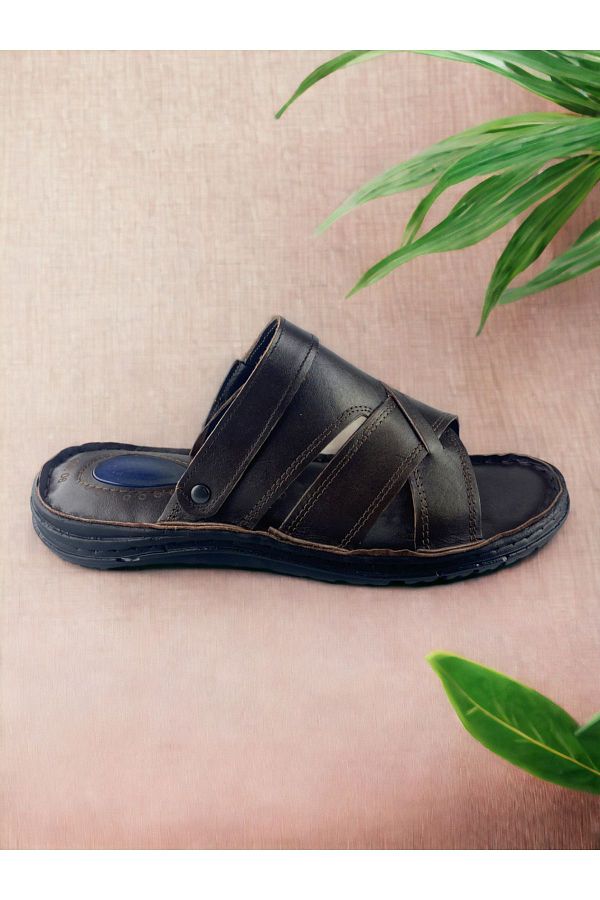 MODERN Genuine Leather Inside and Outside Comfortable Heel Gel Flexible Elastic Men s Both Sandals and Slippers Trendyol